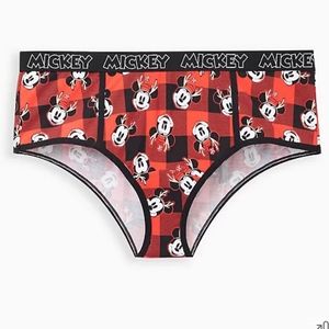 🆕🎄 DISNEY MICKEY MOUSE RED PLAID CHEEKY PANTY - COTTON🎄